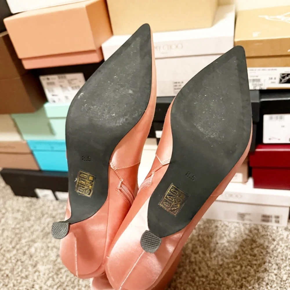 Jeffery Campbell Leggy Boot in Pink Satin Lace Up Corset Revolve Size 8.5 - Picture 8 of 14